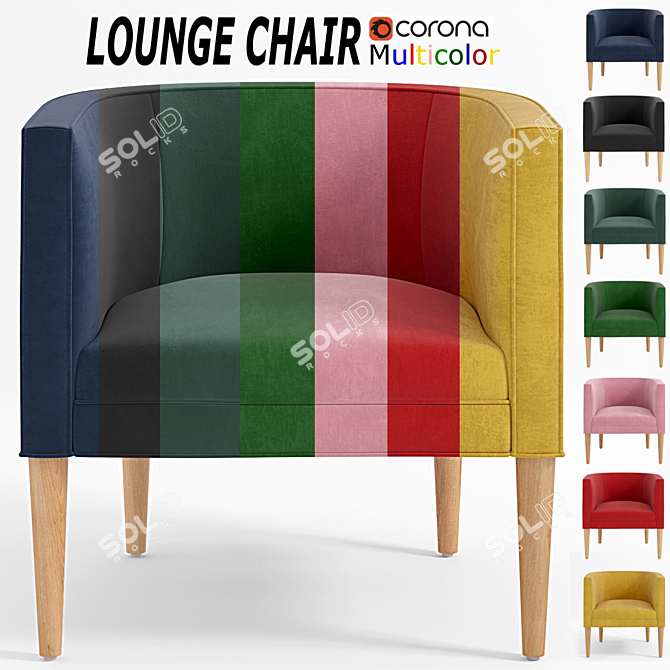 Modern Colorful Lounge Chair Set 3D model image 1