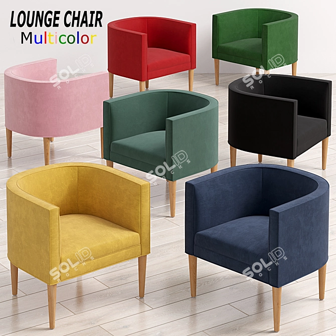 Modern Colorful Lounge Chair Set 3D model image 2
