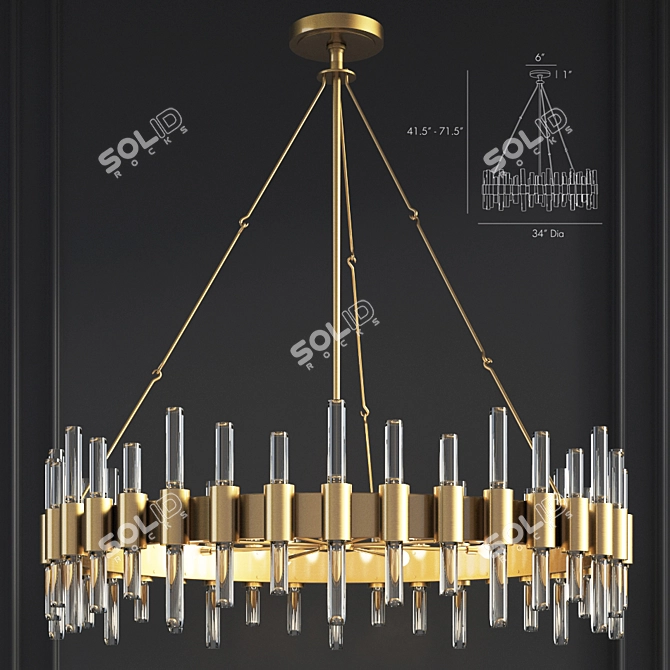 Brass and Acrylic Marvel Chandelier 3D model image 1