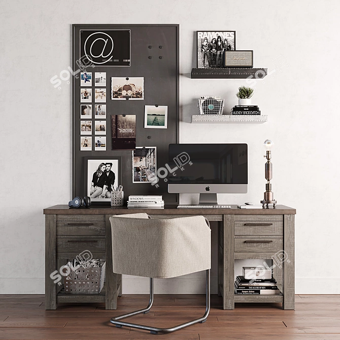 Vaughn Storage Desk with Accompanying Accessories 3D model image 1