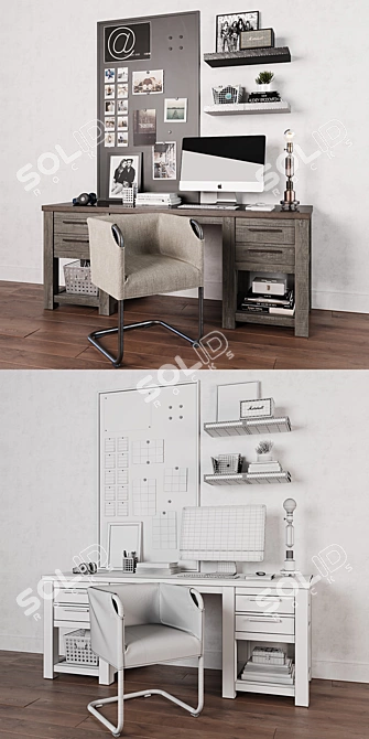 Vaughn Storage Desk with Accompanying Accessories 3D model image 3