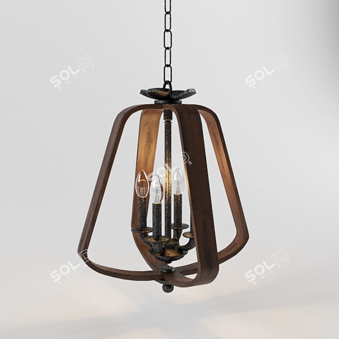 Rustic Industrial Road House Chandelier 3D model image 1