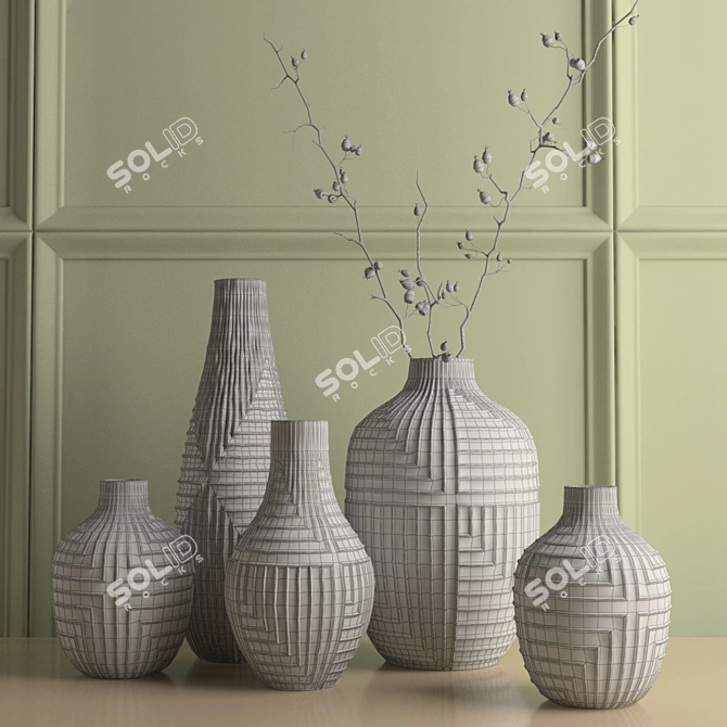 Title: Elegant Linework Vases by West Elm 3D model image 2