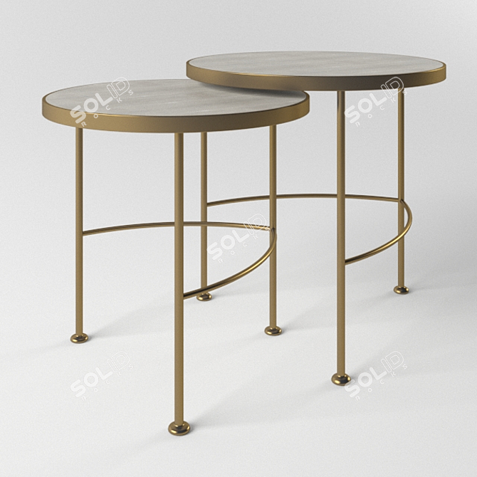 Vintage White Shagreen Side Tables 3D model image 1