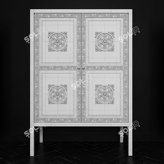 Modern White Metal & Wood Sideboard: Maisons du Monde Mambok 3D model image 3
