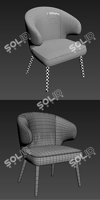 Elegant Aston Little Lounge Chair 3D model image 3