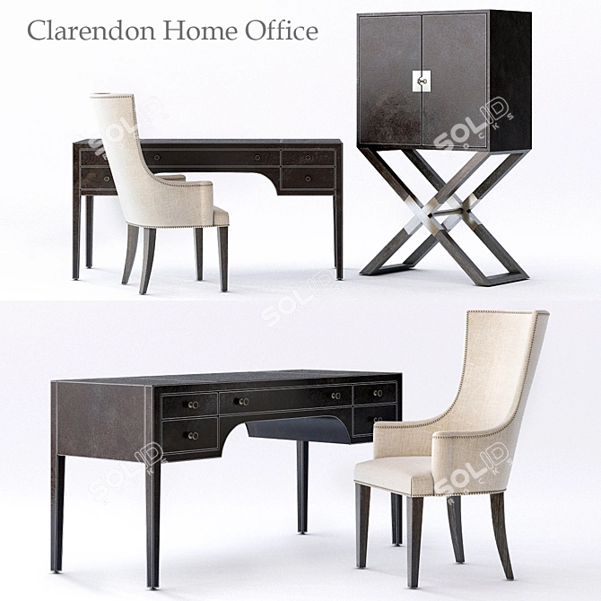 Clarendon Leather Desk Set 3D model image 1