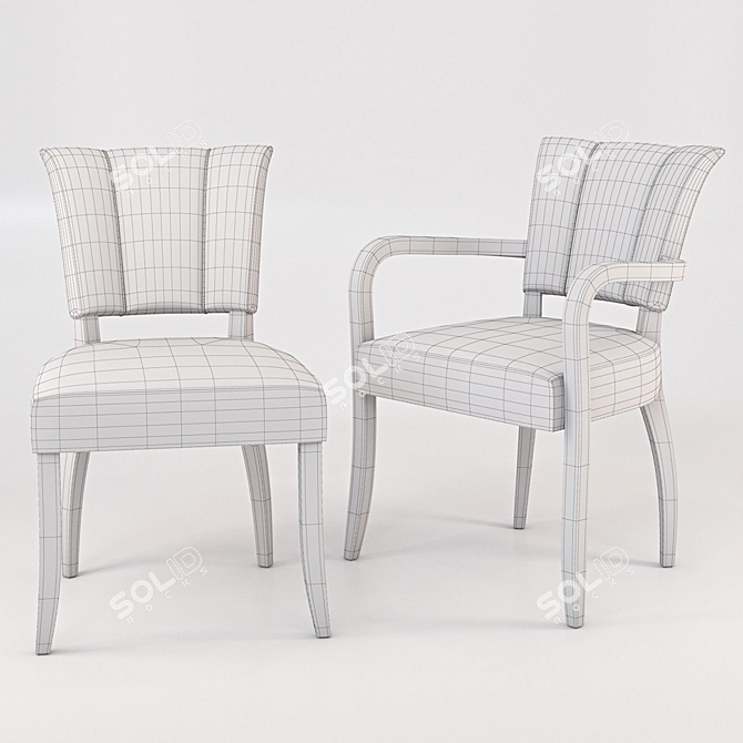 Vintage French-inspired Leather Chair 3D model image 2