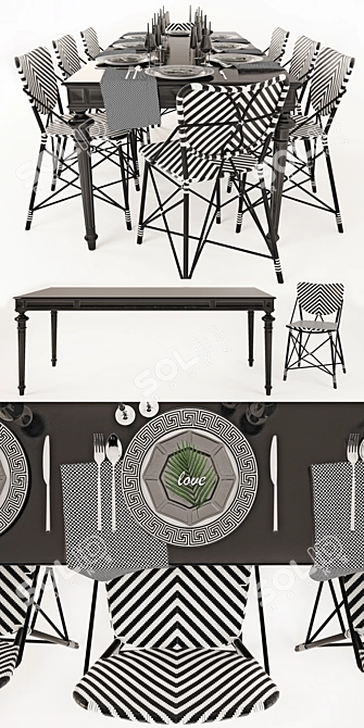 Elegant Dining Set: Eichholtz Chair, Table & Serveware 3D model image 2