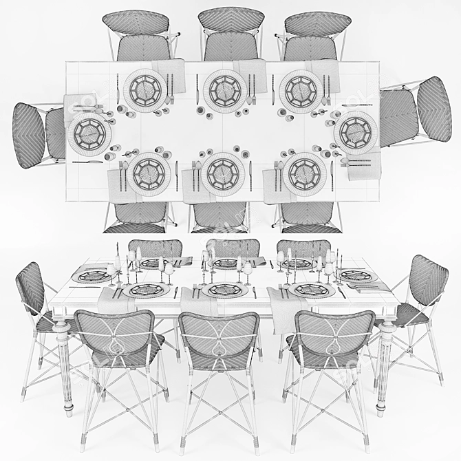 Elegant Dining Set: Eichholtz Chair, Table & Serveware 3D model image 3