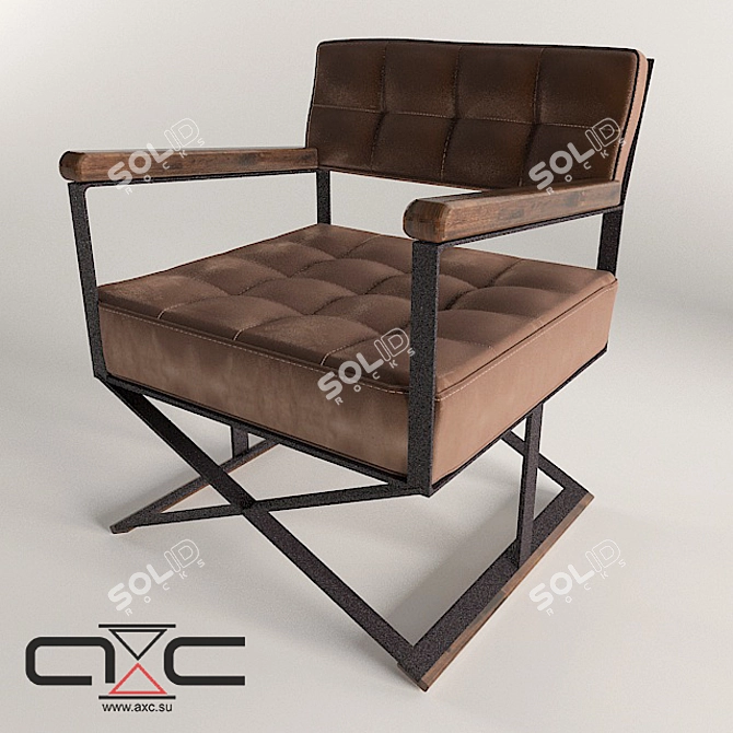 Modern Metal and Fabric Director's Armchair 3D model image 1