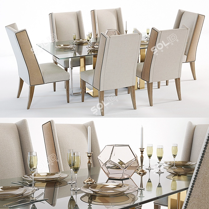 Elegant Berlin & Bertrix Table Set 3D model image 1