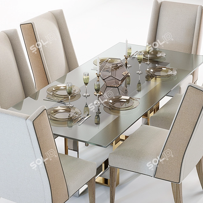 Elegant Berlin & Bertrix Table Set 3D model image 2