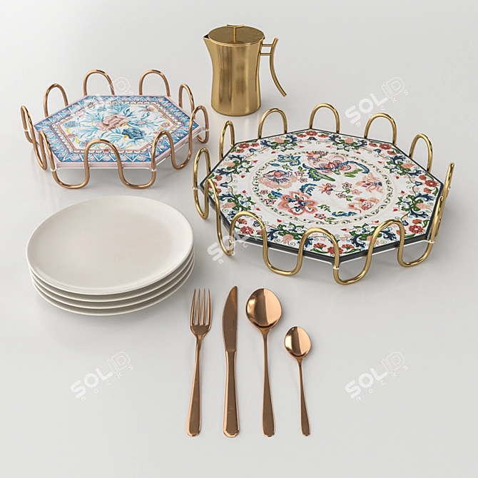 Sambonet Kitchen Set: Elegant Silverware Mastery 3D model image 1