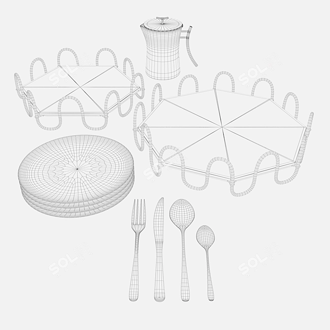 Sambonet Kitchen Set: Elegant Silverware Mastery 3D model image 3