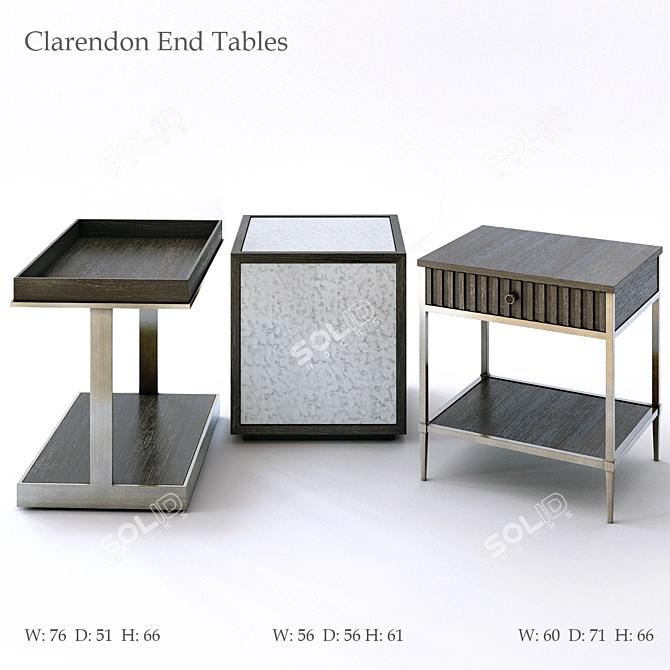 Elegant Clarendon End Tables 3D model image 1