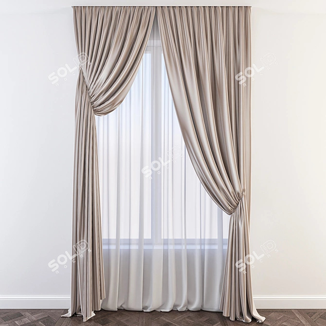 Elegant Sheer Curtain: Timeless Beauty 3D model image 1