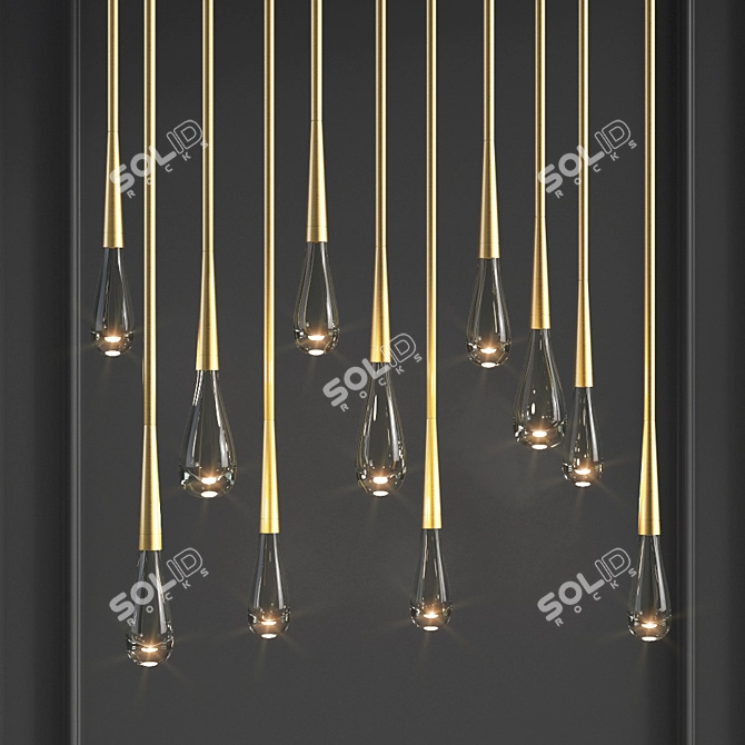 Elegant Teardrop Chandelier 3D model image 1