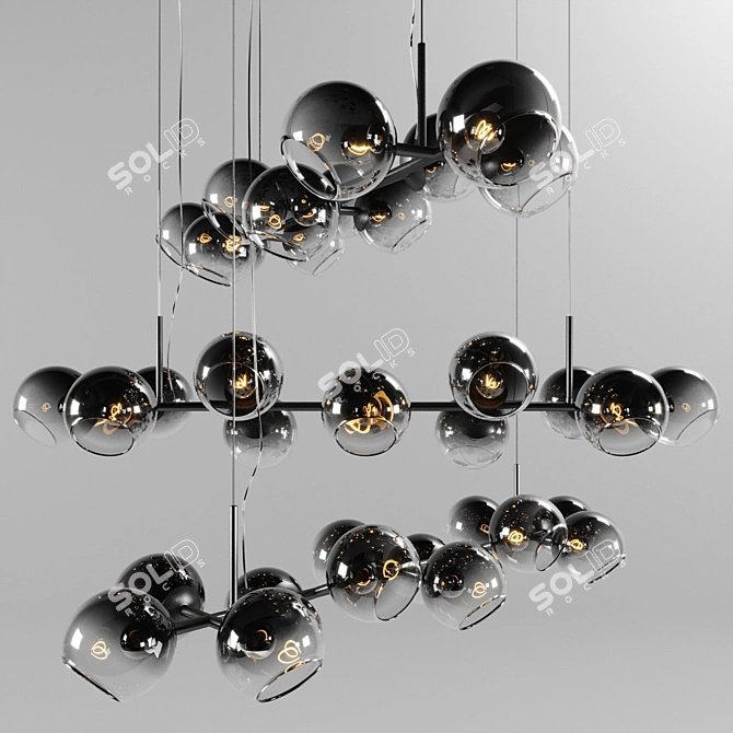 Stunning Staggered Glass Chandelier 3D model image 1
