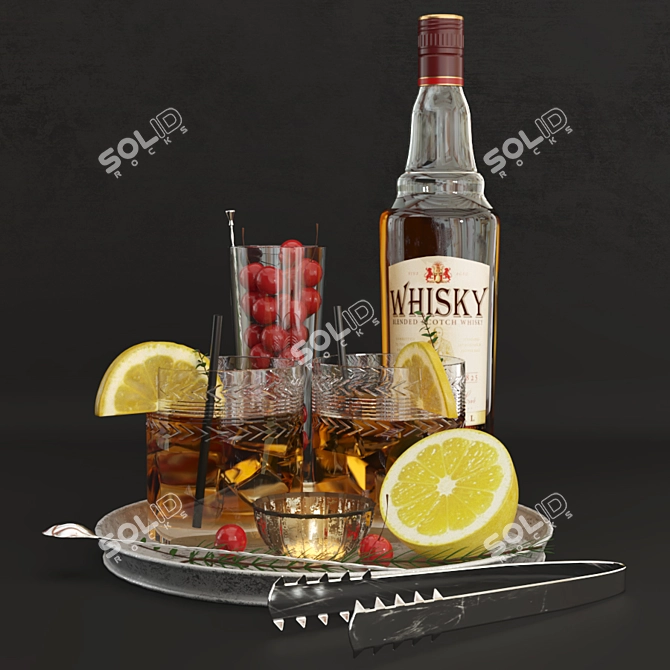 Whiskey-inspired Decor Set 3D model image 1