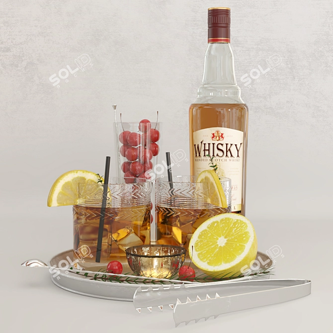 Whiskey-inspired Decor Set 3D model image 2