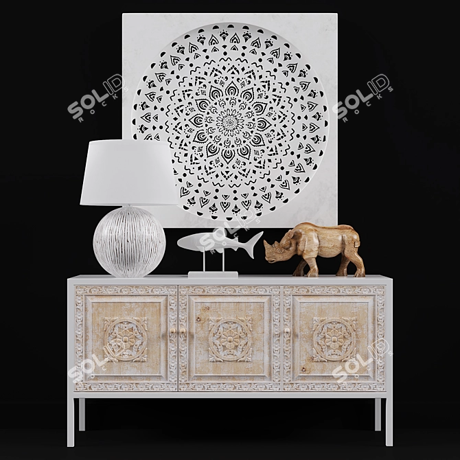 Exquisite Mango Wood Sideboard: Maison du Monde Mambok 3D model image 1