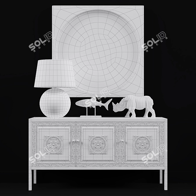 Exquisite Mango Wood Sideboard: Maison du Monde Mambok 3D model image 2