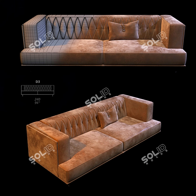 McQUEEN - Classic Wooden Frame Sofa 3D model image 1