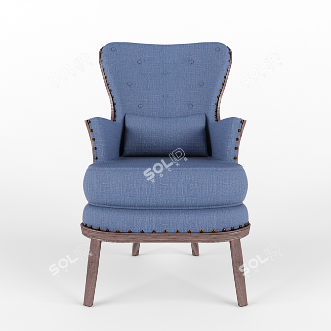 French High Back Armchair: Classic Elegance for Your Home 3D model image 3