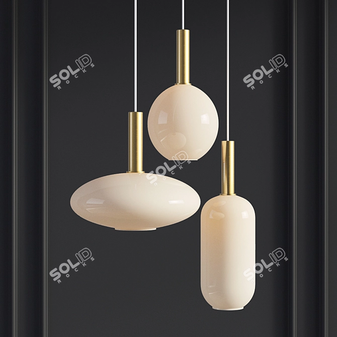 Ferm Living Brass Pendant Trio 3D model image 1