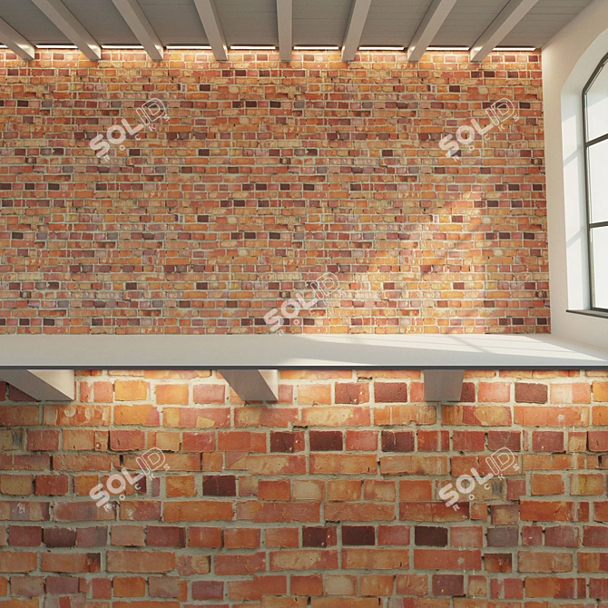 Vintage Red Brick Wall 3D model image 1