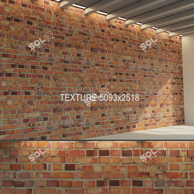 Vintage Red Brick Wall 3D model image 2