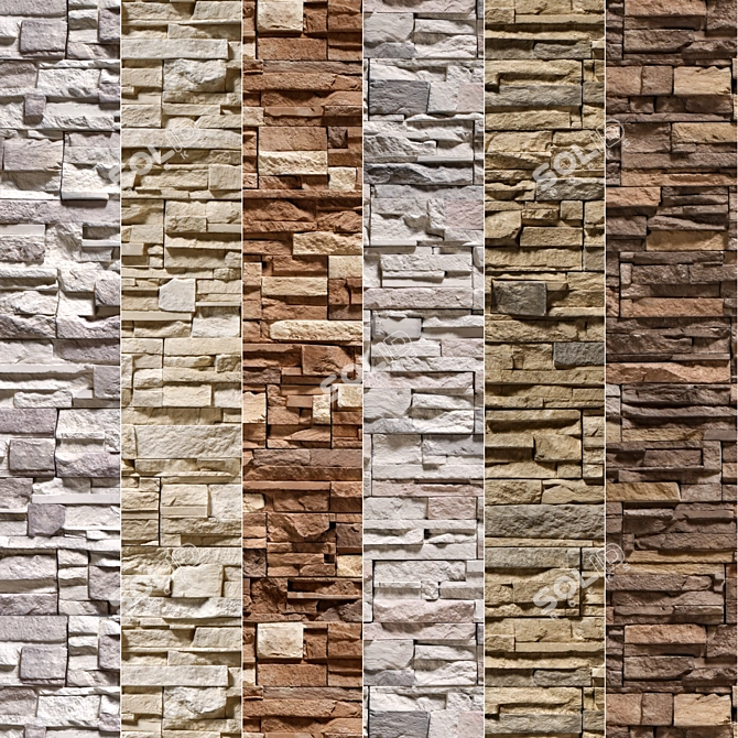 Modern Stone Walls Collection Set 7 3D model image 1