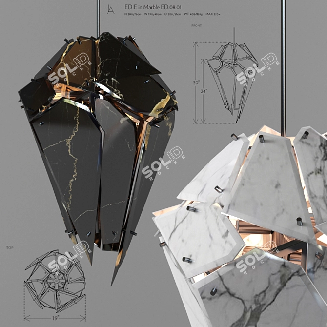 Elegant Marble Chandelier 3D model image 1