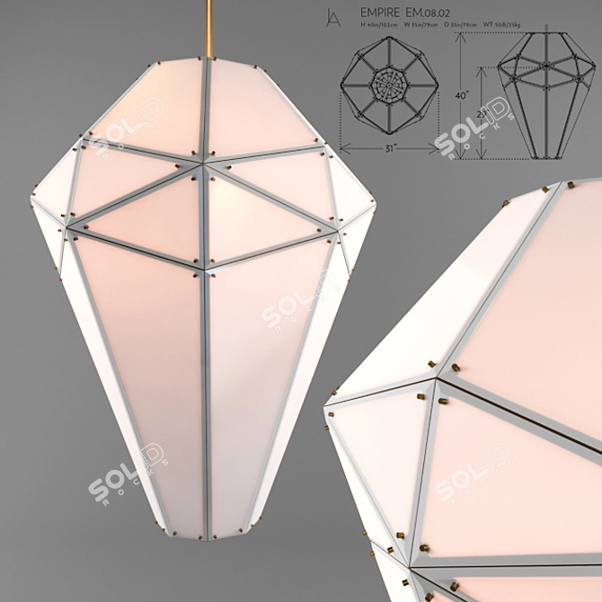 Elegant Empire Chandelier: Brushed Brass, Clear Glass 3D model image 1