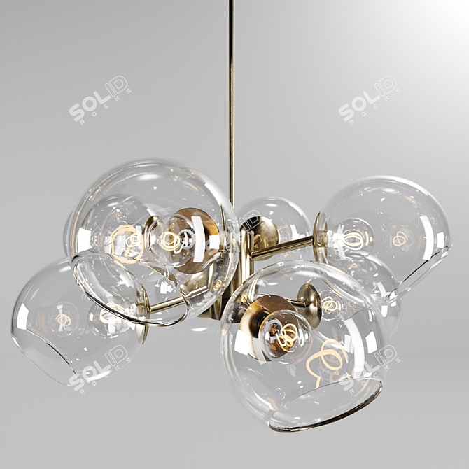 Gleaming Glass Staggered Chandelier 3D model image 1