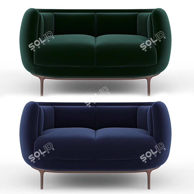 Elegant Velvet Vuelta Sofa 3D model image 1