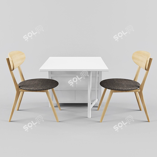 Compact Foldable Table with Integrated Cabinet 3D model image 2