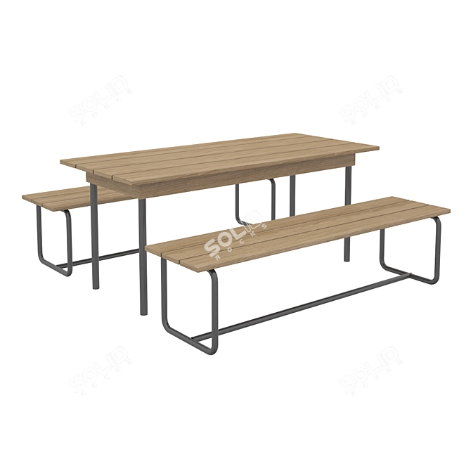 Garden Oasis: Table & Bench 3D model image 2