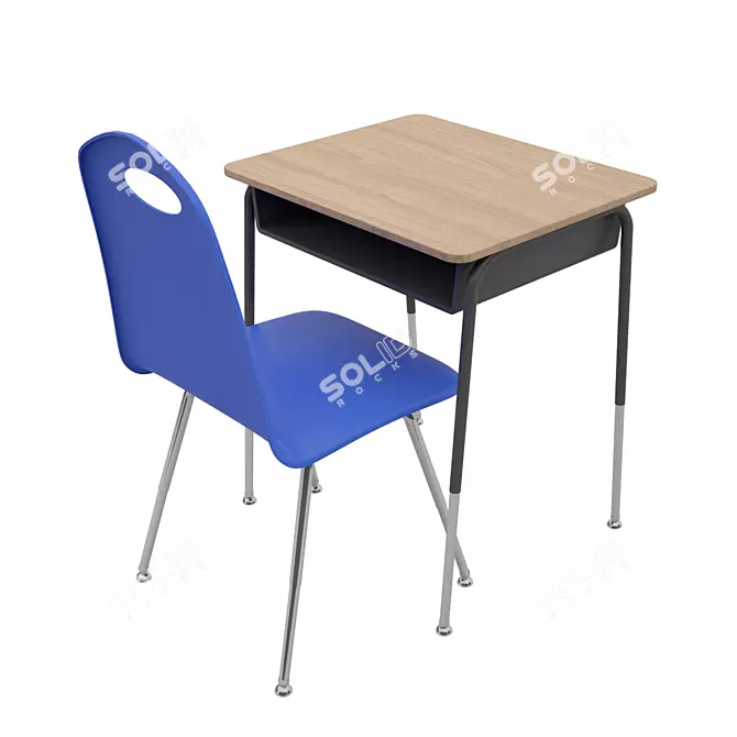 Modern Study Desk & Chair Set 3D model image 2