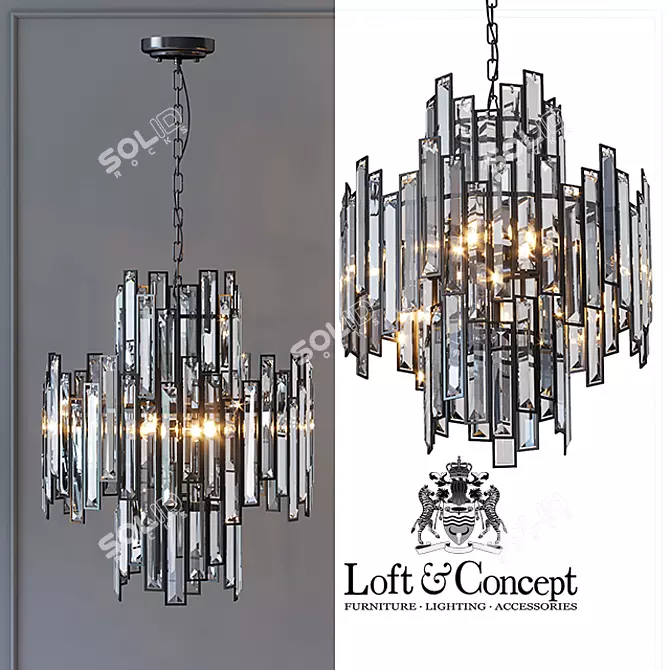 Black Crystal Pendant Light 3D model image 1