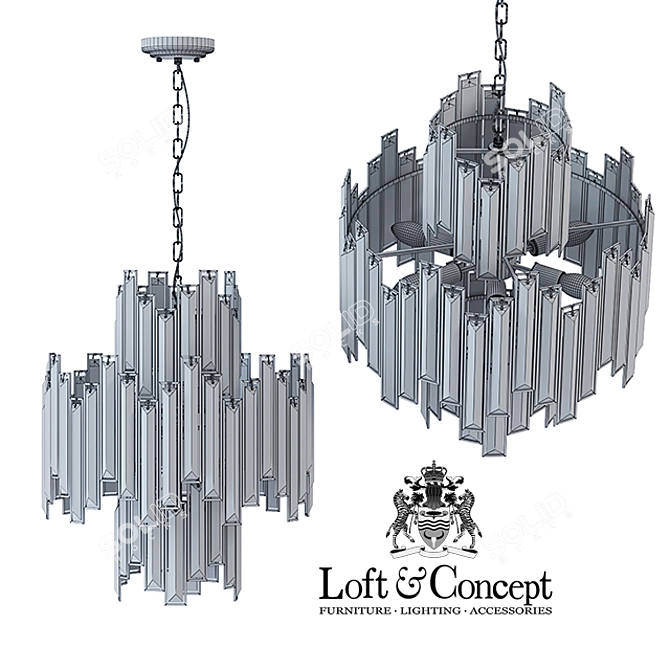 Black Crystal Pendant Light 3D model image 3