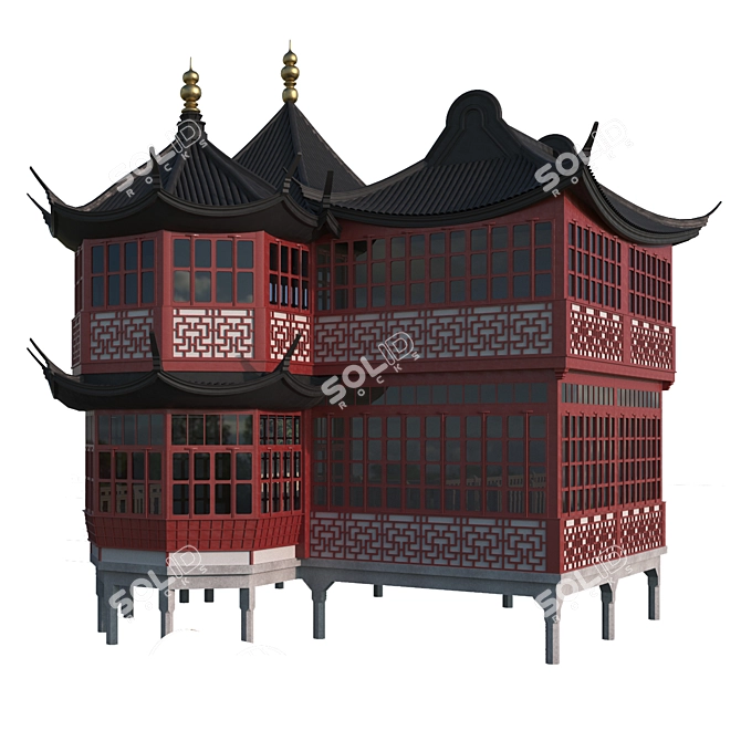 Chinese Pagoda: Authentic Tradition 3D model image 1