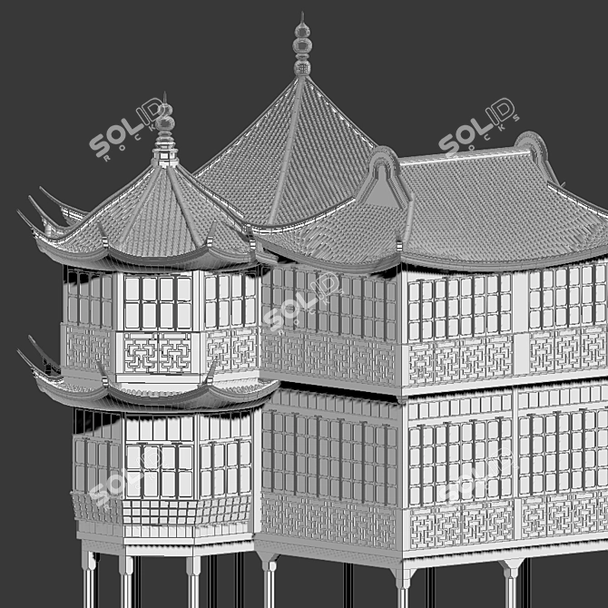 Chinese Pagoda: Authentic Tradition 3D model image 2