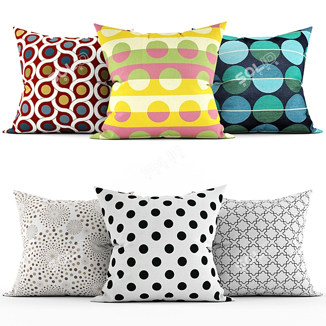 Elegant Embroidered Accent Pillows 3D model image 1