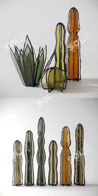 Elegant Glass Desert Plants 3D model image 2