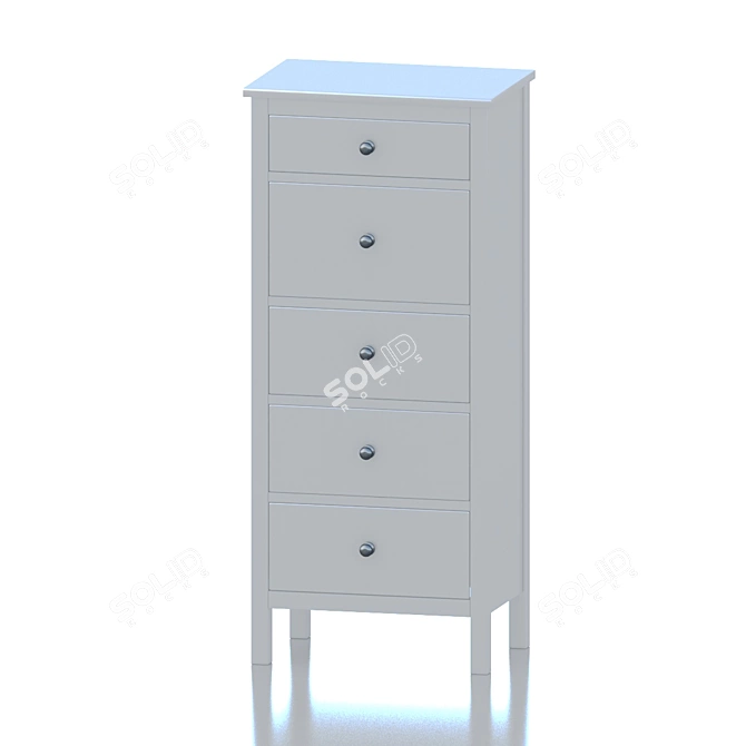 Sleek White Chest: 5-Drawer HEMNES 3D model image 1