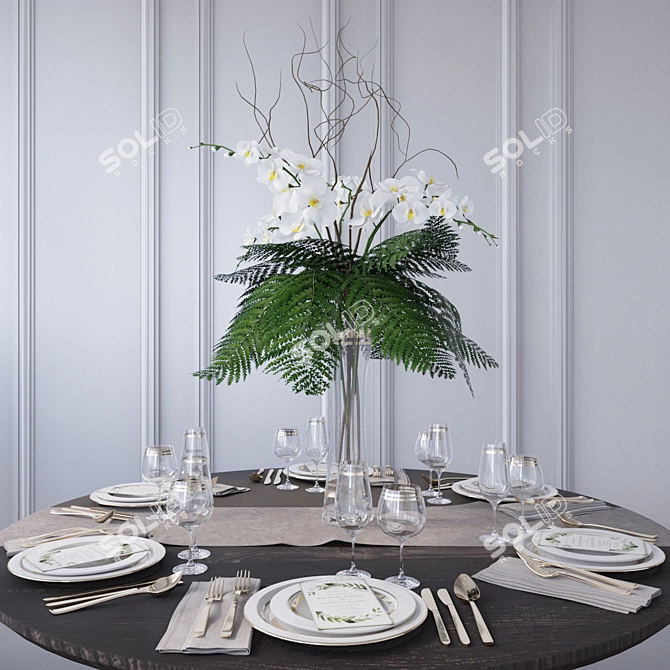 Elegant Table Setting Set 3D model image 1