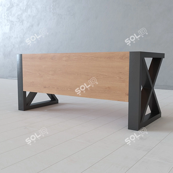 Trendy Wooden and Metal Coffee Table 3D model image 3