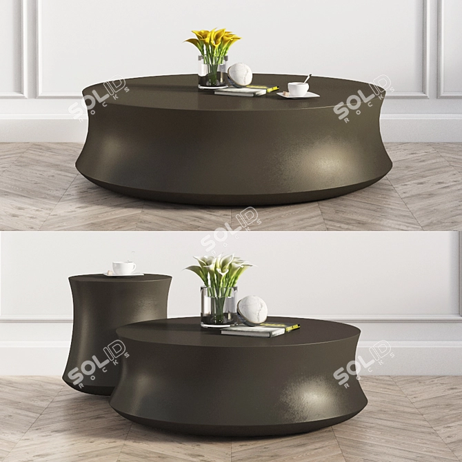 Soori Copper Coffee Table: Modern Elegance 3D model image 1